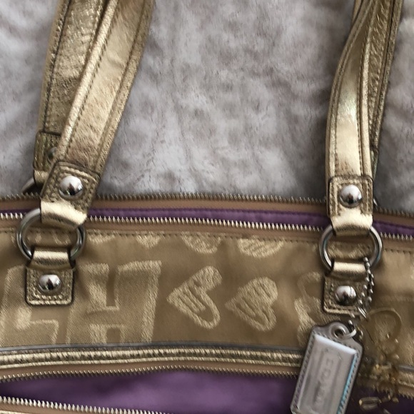 Gorgeous gold & purple Coach poppy leather trim - Picture 8 of 12